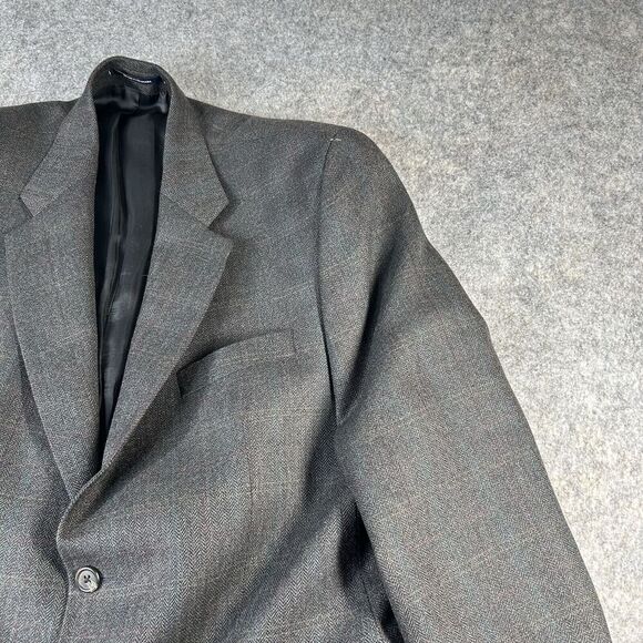 Vintage Ralph Lauren Blazer 100% Lambswool Mens Size 42R Gray Plaid Sports Coat - Picture 2 of 11